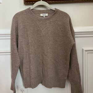 Madewell Women's Cashmere Waffle Taupe Crew Neck Sweater